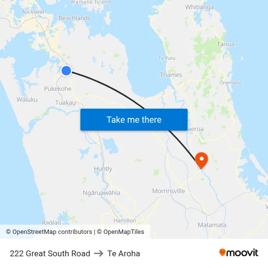 222 Great South Road to Te Aroha map