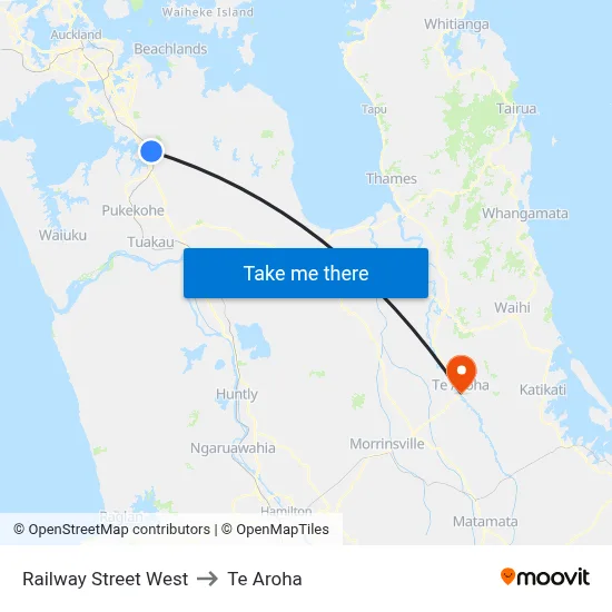 Railway Street West to Te Aroha map
