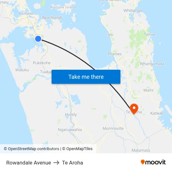 Rowandale Avenue to Te Aroha map