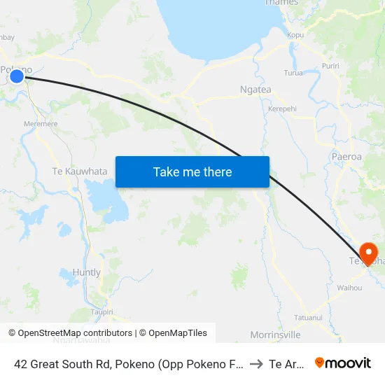 42 Great South Rd, Pokeno (Opp Pokeno Fuel Stop) to Te Aroha map