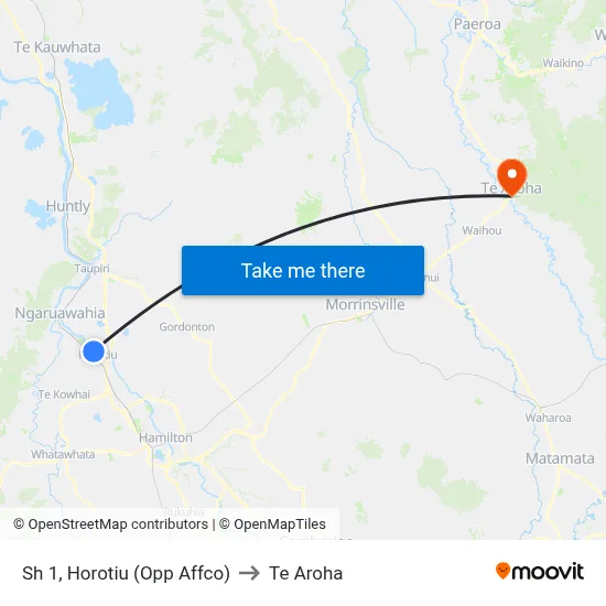 Sh 1, Horotiu (Opp Affco) to Te Aroha map