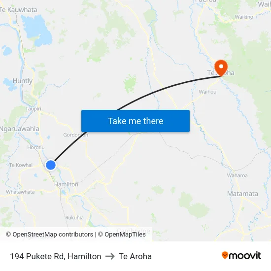 194 Pukete Rd, Hamilton to Te Aroha map