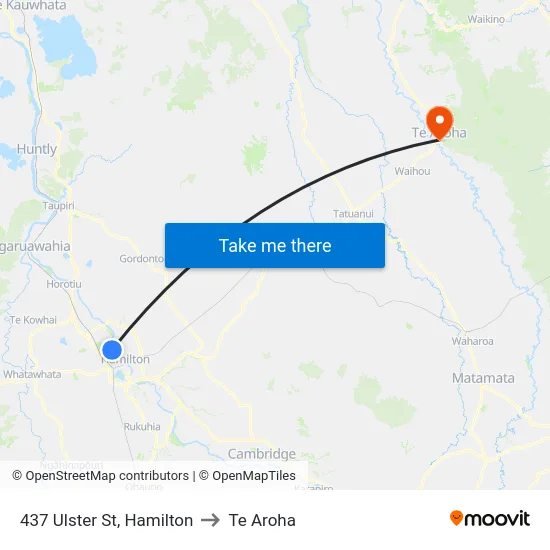 437 Ulster St, Hamilton to Te Aroha map