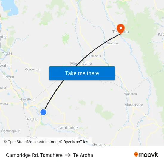 Cambridge Rd, Tamahere to Te Aroha map