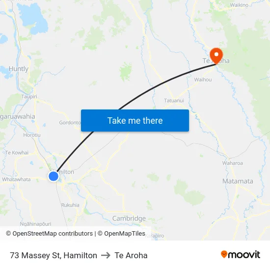 73 Massey St, Hamilton to Te Aroha map