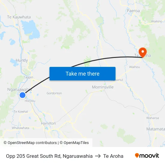 Opp 205 Great South Rd, Ngaruawahia to Te Aroha map