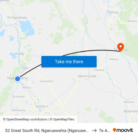 52 Great South Rd, Ngaruawahia (Ngaruawahia Riverview Dairy) to Te Aroha map