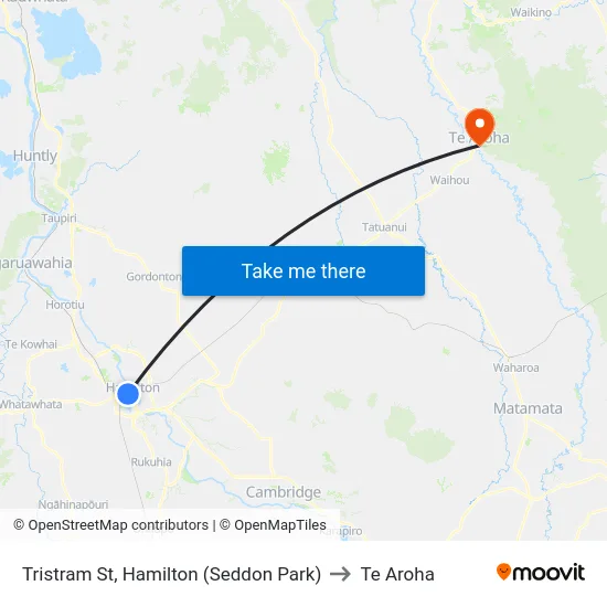Tristram St, Hamilton (Seddon Park) to Te Aroha map