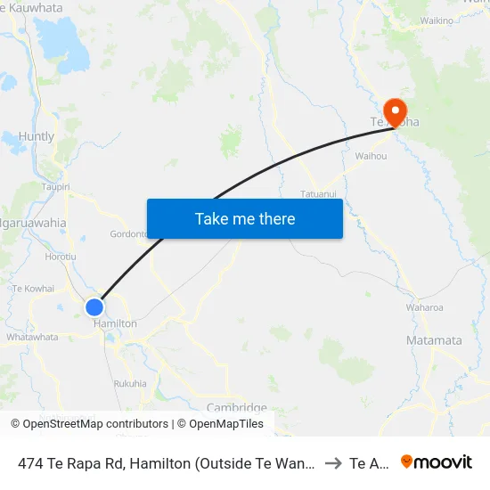 474 Te Rapa Rd, Hamilton (Outside Te Wananga O Aotearoa) to Te Aroha map