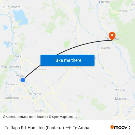Te Rapa Rd, Hamilton (Fonterra) to Te Aroha map
