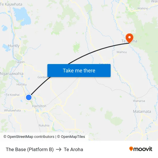 The Base (Platform B) to Te Aroha map