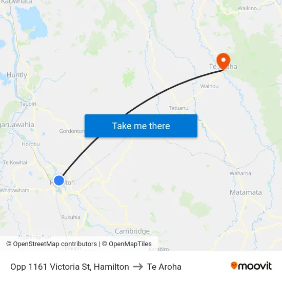 Opp 1161 Victoria St, Hamilton to Te Aroha map