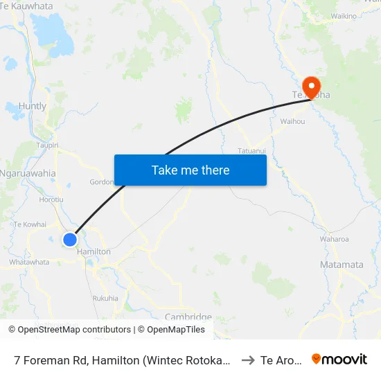 7 Foreman Rd, Hamilton (Wintec Rotokauri) to Te Aroha map