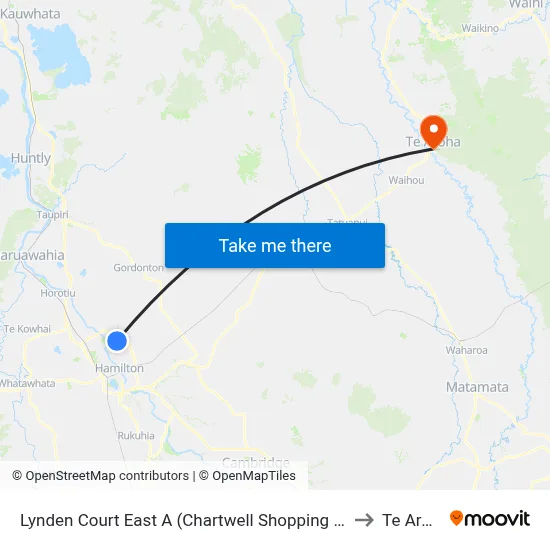 Lynden Court East A (Chartwell Shopping Centre) to Te Aroha map