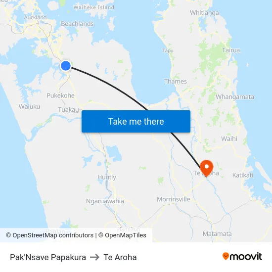 Pak'Nsave Papakura to Te Aroha map