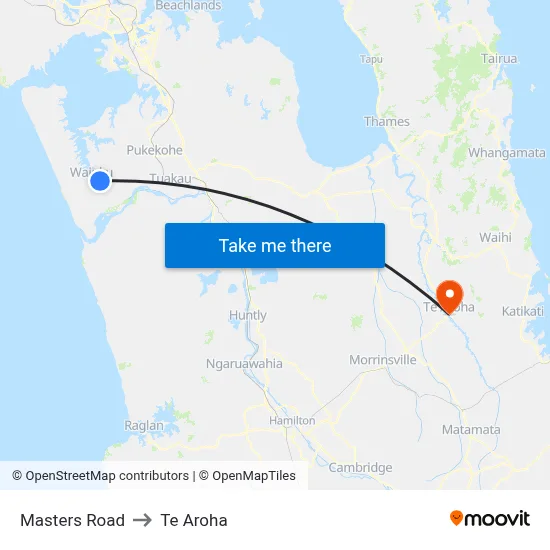 Masters Road to Te Aroha map