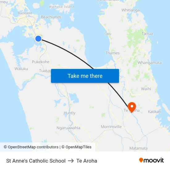 St Anne's Catholic School to Te Aroha map
