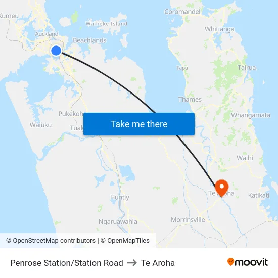 Penrose Station/Station Road to Te Aroha map
