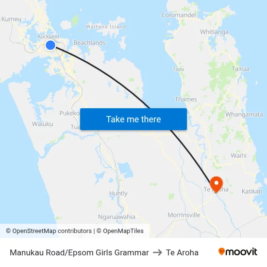 Manukau Road/Epsom Girls Grammar to Te Aroha map