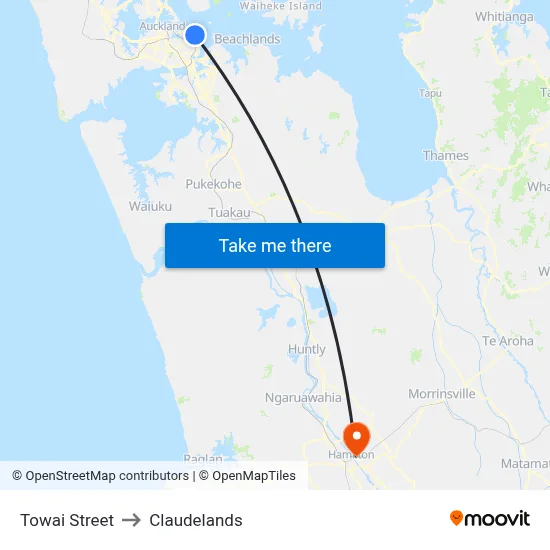 Towai Street to Claudelands map