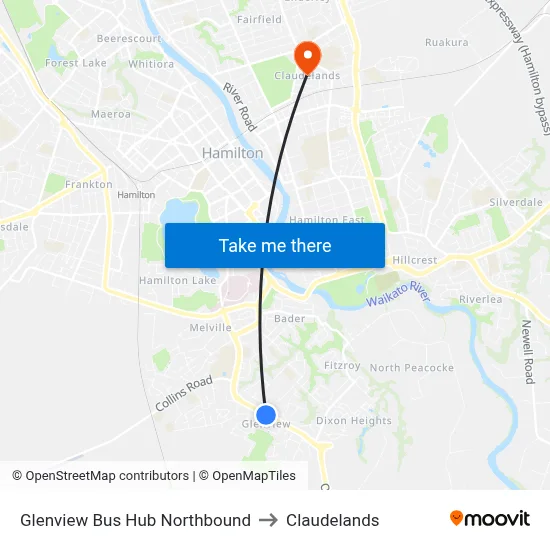 Glenview Bus Hub Northbound to Claudelands map