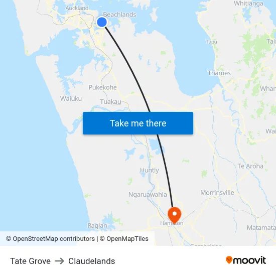 Tate Grove to Claudelands map