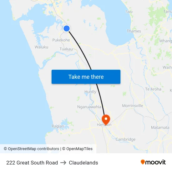 222 Great South Road to Claudelands map