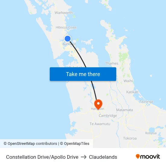 Constellation Drive/Apollo Drive to Claudelands map