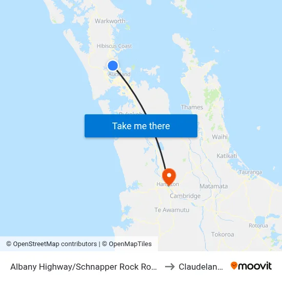 Albany Highway/Schnapper Rock Road to Claudelands map