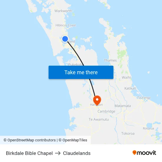 Birkdale Bible Chapel to Claudelands map