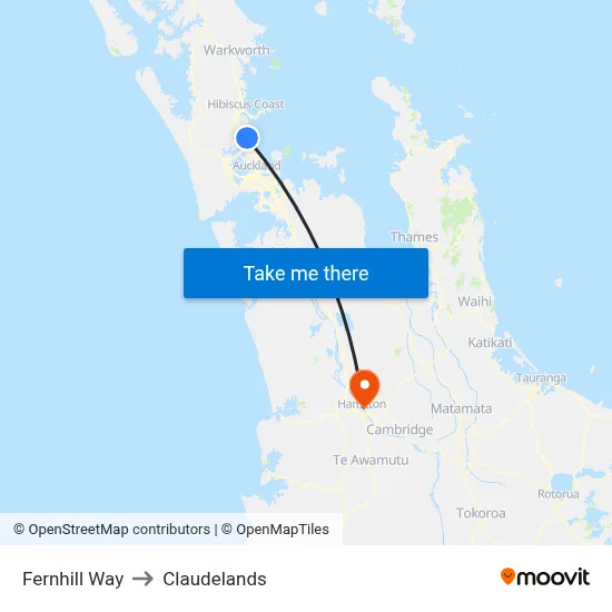 Fernhill Way to Claudelands map