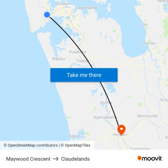 Maywood Crescent to Claudelands map