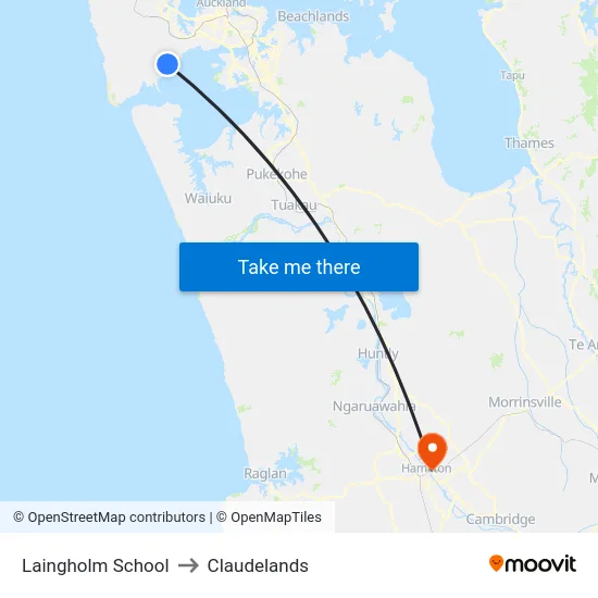 Laingholm School to Claudelands map