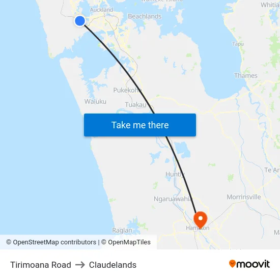 Tirimoana Road to Claudelands map