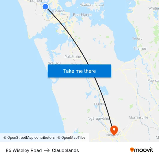 86 Wiseley Road to Claudelands map