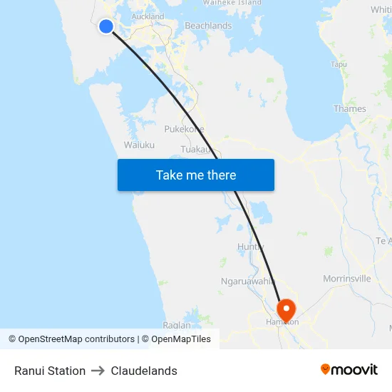 Ranui Station to Claudelands map