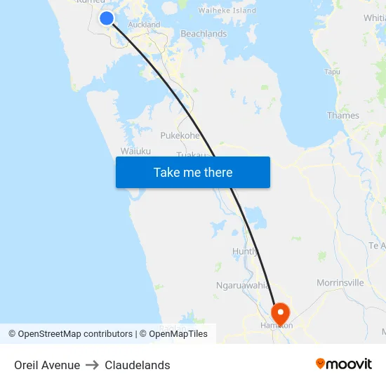 Oreil Avenue to Claudelands map