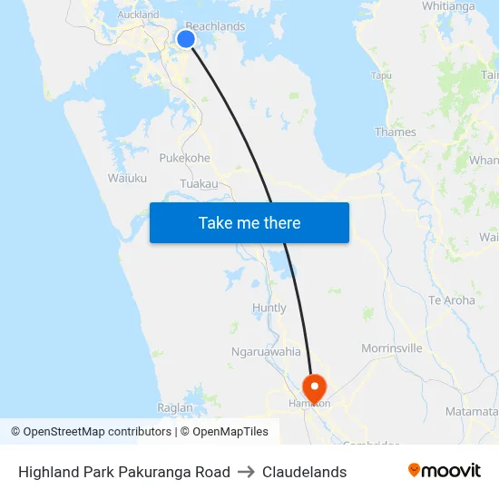 Highland Park Pakuranga Road to Claudelands map