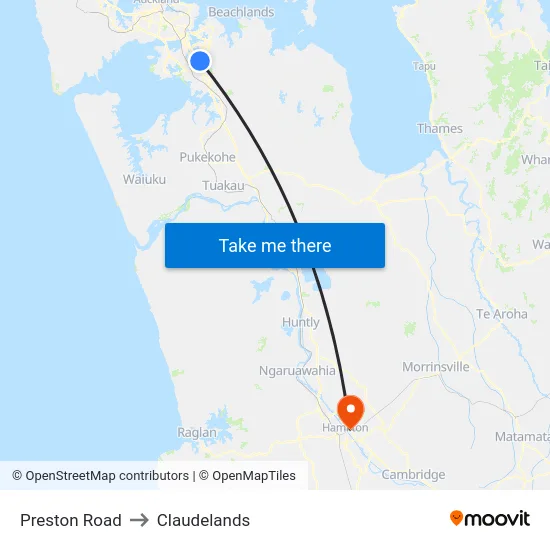 Preston Road to Claudelands map