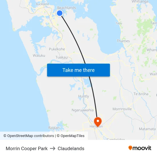 Morrin Cooper Park to Claudelands map