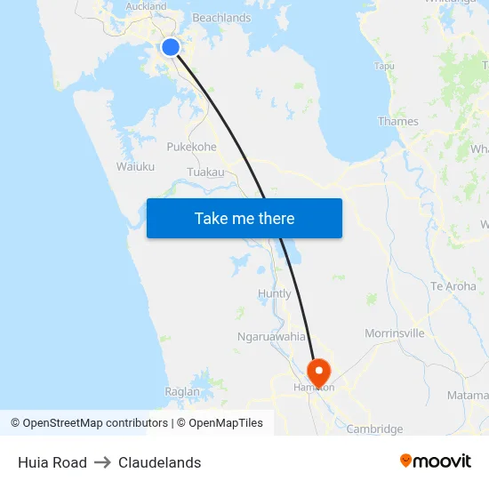 Huia Road to Claudelands map