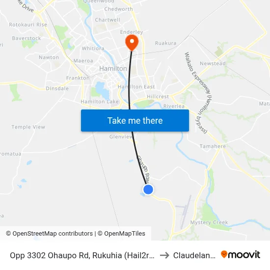 Opp 3302 Ohaupo Rd, Rukuhia (Hail2ride) to Claudelands map