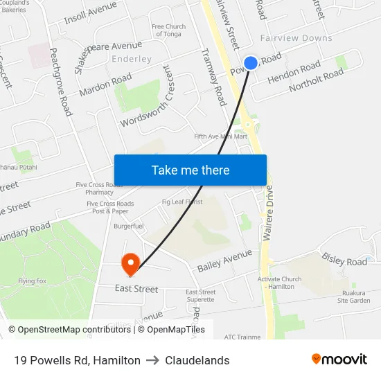 19 Powells Rd, Hamilton to Claudelands map