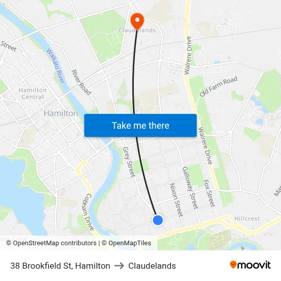 38 Brookfield St, Hamilton to Claudelands map