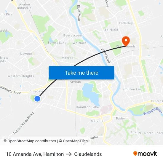 10 Amanda Ave, Hamilton to Claudelands map