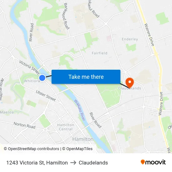 1243 Victoria St, Hamilton to Claudelands map