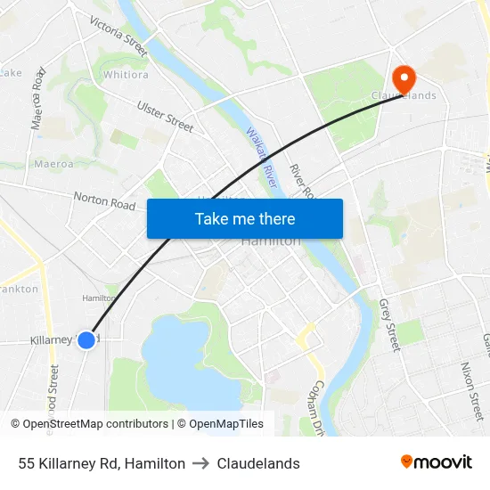 55 Killarney Rd, Hamilton to Claudelands map
