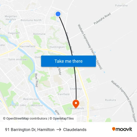 91 Barrington Dr, Hamilton to Claudelands map