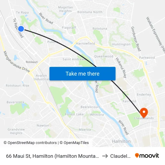 66 Maui St, Hamilton (Hamilton Mountain Bike Park) to Claudelands map