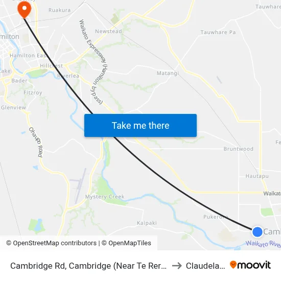 Cambridge Rd, Cambridge (Near Te Rerenga Tce) to Claudelands map